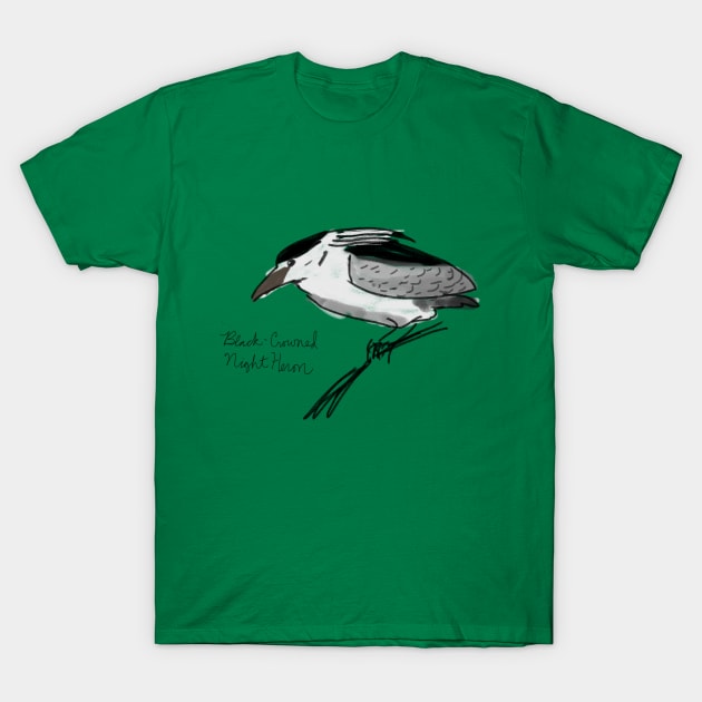 Black Crowned Night Heron T-Shirt by Studio Gorgoth